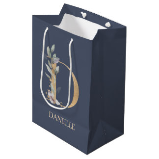 Sac Cadeau Moyen D Monogramme Floral Personnalisé
