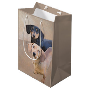 Sac Cadeau Moyen Dachshund (Smooth) Peinture - Art Chien original
