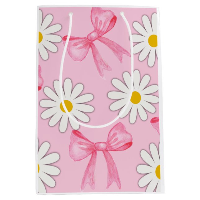 Sac Cadeau Moyen Daisy Flower and Bow gift bag (Devant)