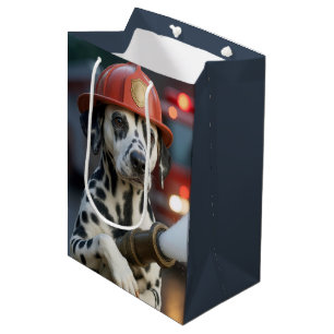 Sac Cadeau Moyen Dalmatien d'anniversaire avec un tuyau d'incendie