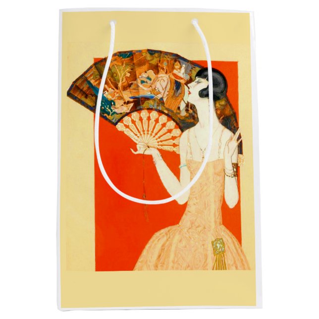 Sac Cadeau Moyen dame art déco avec ventilateur (Devant)