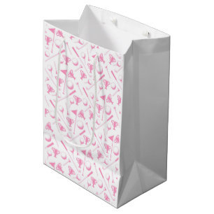 Sac Cadeau Moyen Dames Golfing Motif rose blanc Preppy Toile