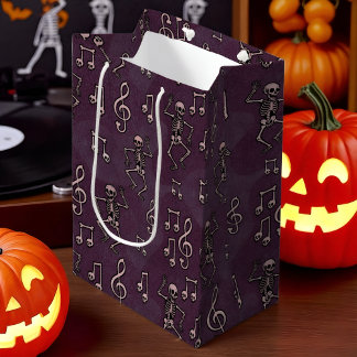 Sac Cadeau Moyen Dancing Skeleton Music Notes Halloween