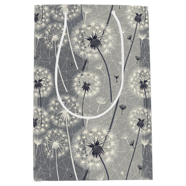 Sac Cadeau Moyen Dandelion monochrome moderne (Devant)