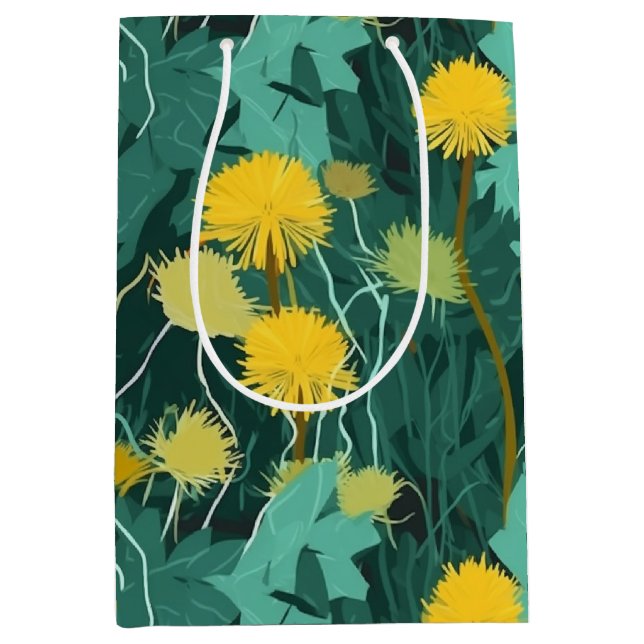 Sac Cadeau Moyen Dandelions jaunes d'été (Devant)