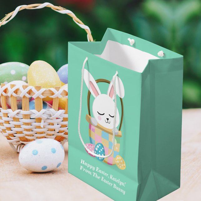 Sac Cadeau Moyen De Pâques Bunny Cute Pastel Green Kids Cadeau (Créateur téléchargé)