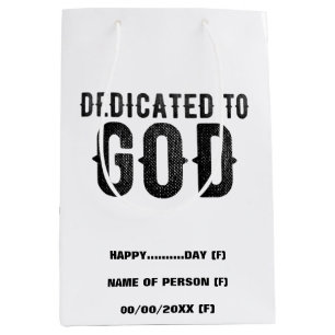 SAC CADEAU MOYEN DÉDIÉ À DIEU PERSONNALISABLE COOL TEXTE NOIR