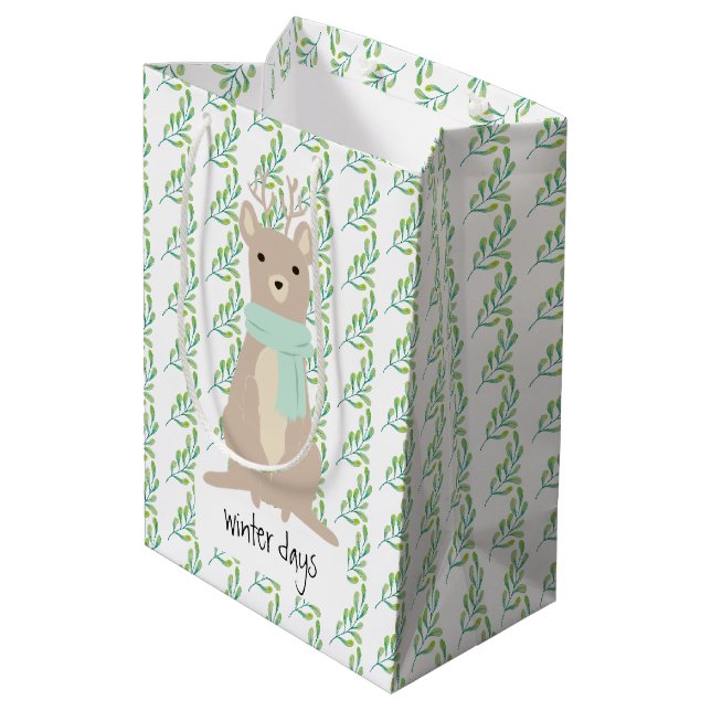 Sac Cadeau Moyen Deer Wearing A Green Scarf (Dos Angle)