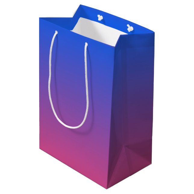Sac Cadeau Moyen dégradé bleu et rose ombre (Dos Angle)