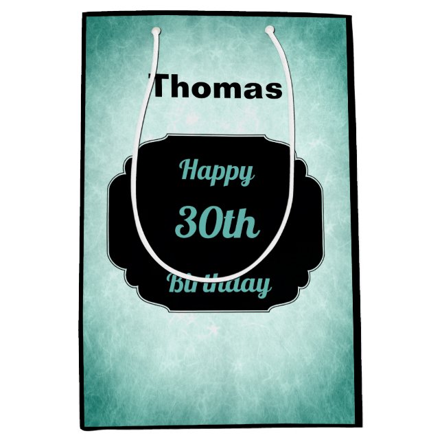 Sac Cadeau Moyen Denim Blue et noir 30e anniversaire (Devant)