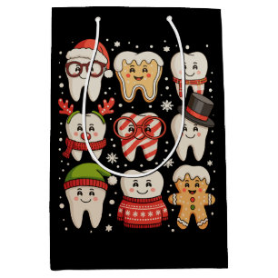 Sac Cadeau Moyen Dentaire Noël mignon Dentiste Santa Hat Xmas
