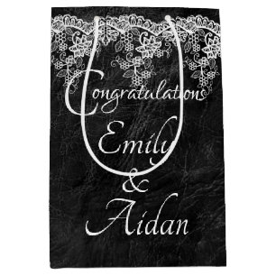 Sac Cadeau Moyen Dentelle Mariage Blanche En Cuir