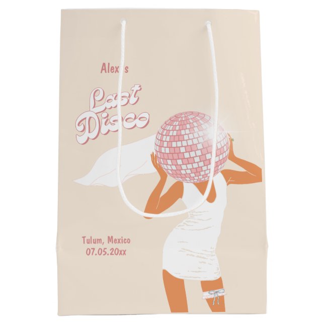 Sac Cadeau Moyen Dernière célibataire en discothèque Beige (Dos)