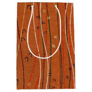 Sac Cadeau Moyen Des rayures rouges ondulées : Art Abstrait japonai