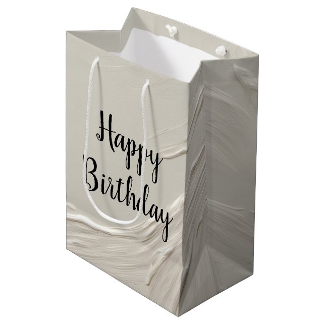 Sac Cadeau Moyen Design Abstrait d'ivoire d'anniversaire (Devant Angle)