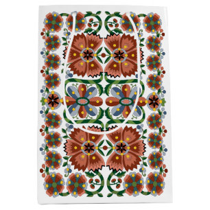 Sac Cadeau Moyen Design d'art folklorique estonien avec fleurs