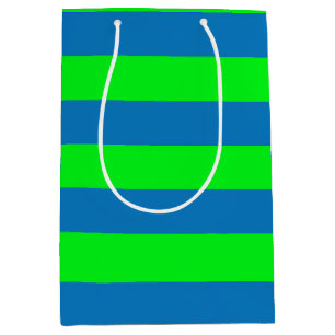Sac Cadeau Moyen Design de bandes bleues et vertes