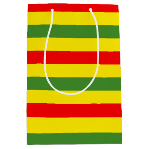 Sac Cadeau Moyen Design de rayures rouges jaunes vertes