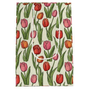 Sac Cadeau Moyen Design des tulipes rouges