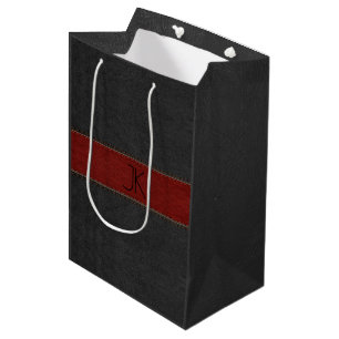 Sac Cadeau Moyen Design en cuir noir et rouge