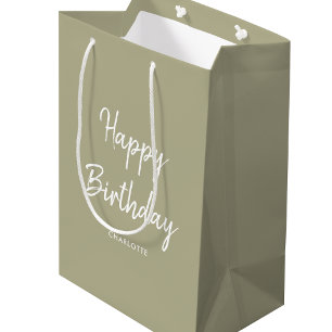 Sac Cadeau Moyen Design moderne moderne Joyeux Anniversaire vert