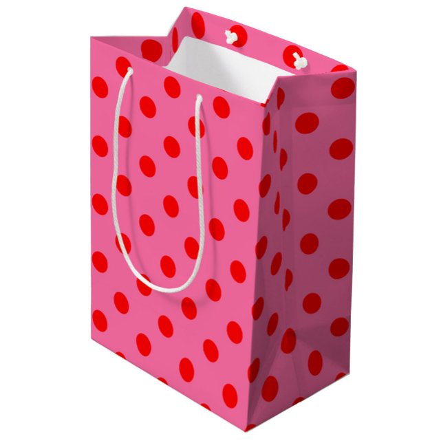 Sac Cadeau Moyen Design Pois rouge sur rose (Créateur téléchargé)