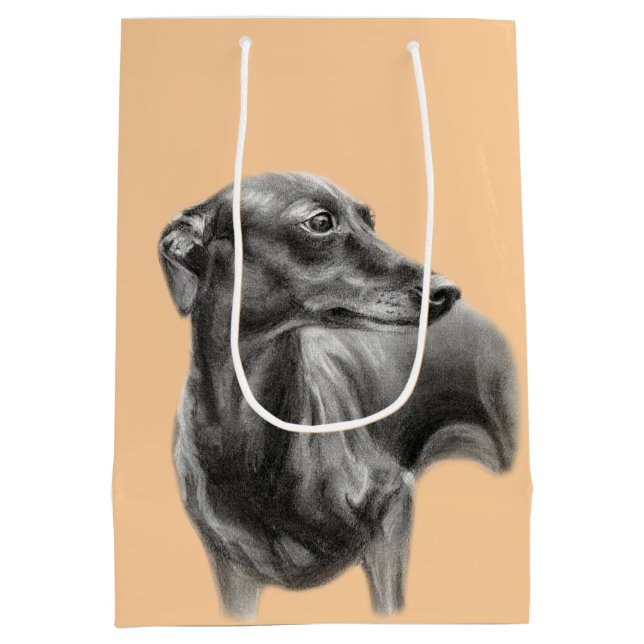 Sac Cadeau Moyen Dessin de charbon de Gryhound (Dos)