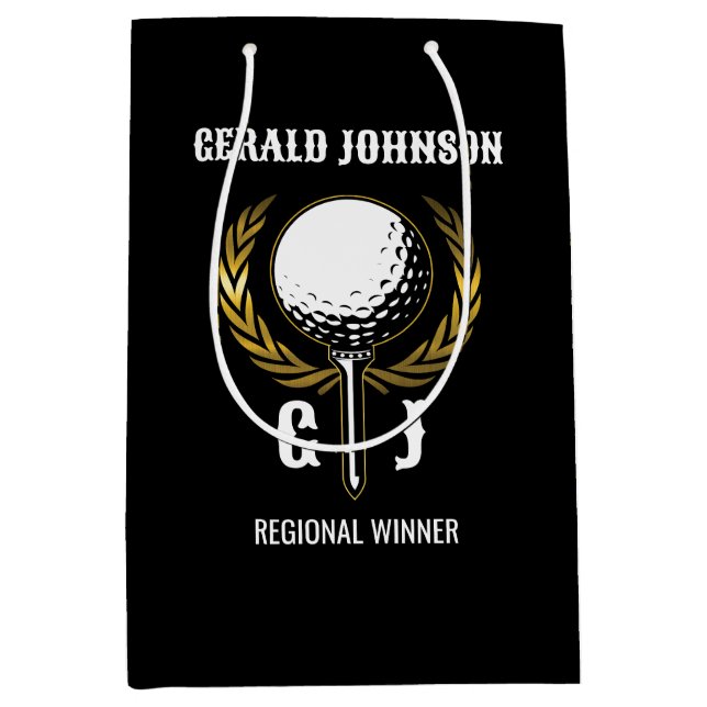 Sac Cadeau Moyen Dessin Monogramme de Golf Ultime (Devant)