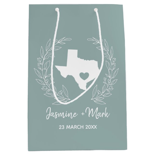 Sac Cadeau Moyen  Destination texane mariage faveurs  (Devant)