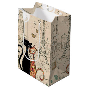 Sac Cadeau Moyen Deux chats amoureux