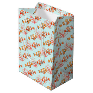 Sac Cadeau Moyen Deux clownfish ou anemonefish avec l'aquarelle de