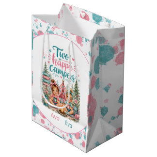 Sac Cadeau Moyen Deux joyeux campeurs Fête d'anniversaire de jumell