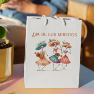 Sac Cadeau Moyen Dia de los Muertos dansant squelettes personnalisa
