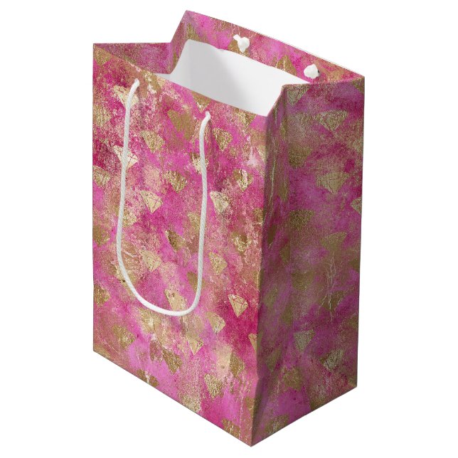 Sac Cadeau Moyen Diamants de glam rose Girls (Devant Angle)