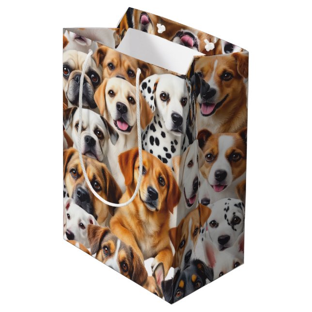 Sac Cadeau Moyen Différentes races de chiens (Dos Angle)