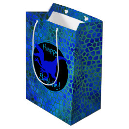 Sac Cadeau Moyen Dinosaure Bleu Cachez Joyeux Anniversaire !
