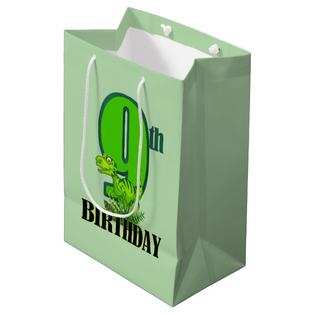 Sac Cadeau Moyen Dinosaure de garçons cool 9e (Devant Angle)