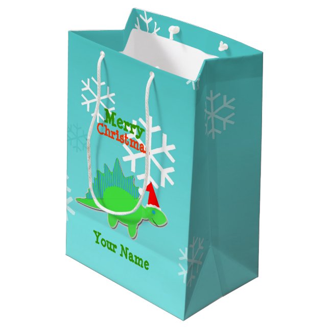 Sac Cadeau Moyen Dinosaure de Kawaii de Joyeux Noël (Dos Angle)