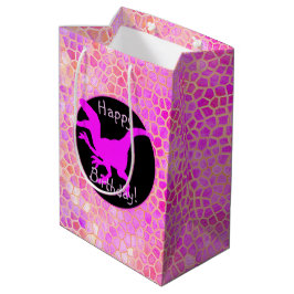 Sac Cadeau Moyen Dinosaure Rose Cachez Un Joyeux Anniversaire !