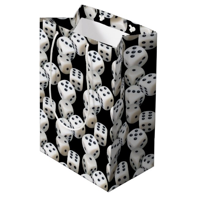 Sac Cadeau Moyen Dinus blanc sur noir (Dos Angle)