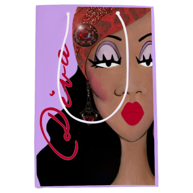 Sac Cadeau Moyen Diva afro-américaine (Devant)