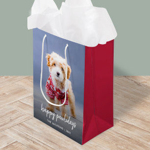 Sac Cadeau Moyen Dog Christmas Cute Puppy Happy Pawlidays