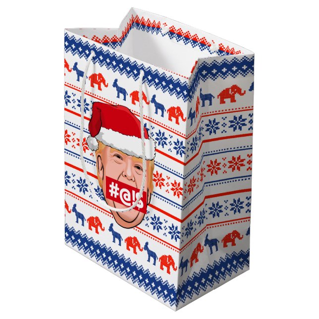 Sac Cadeau Moyen DONALD TRUMP Noël en colère (Dos Angle)