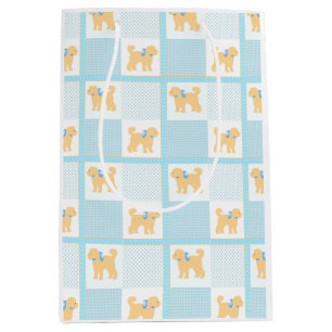 Sac Cadeau Moyen Doodle Chien Bleu Jaune mignon Amusant