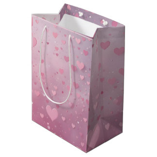 Sac Cadeau Moyen Douche de cœur rose