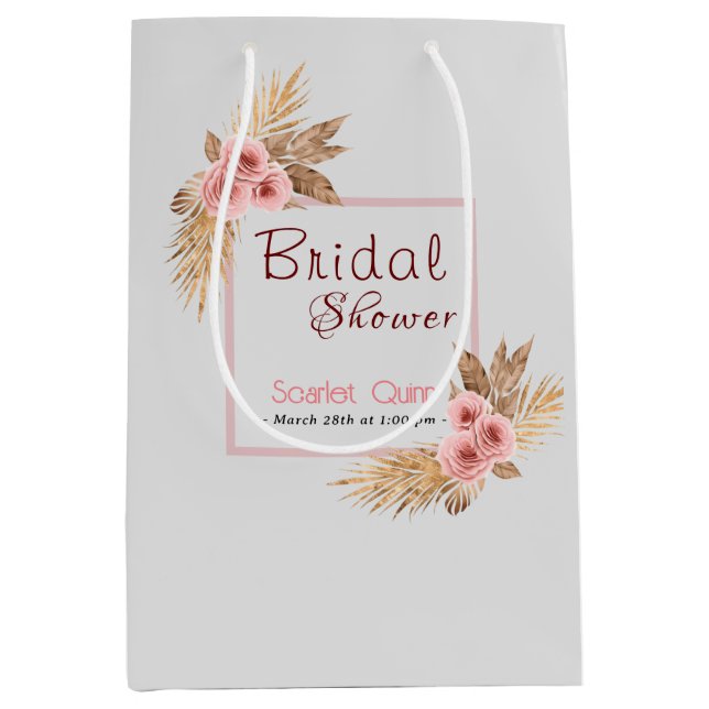 Sac Cadeau Moyen Douche nuptiale moderne boho rose rousse rose bouf (Devant)