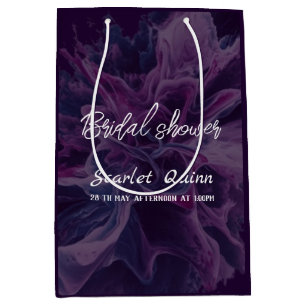 Sac Cadeau Moyen Douche nuptiale violette blanche