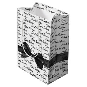 Sac Cadeau Moyen Doux 16 Anniversaire Bow En Blanc