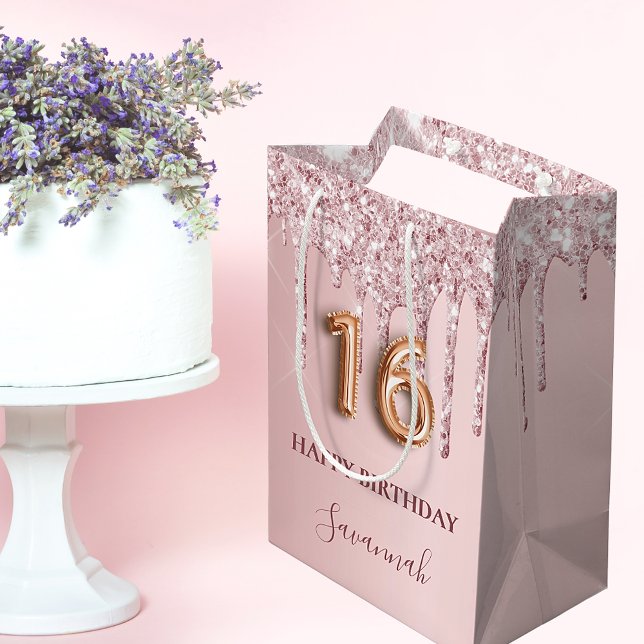 Sac Cadeau Moyen Doux 16 gouttes de parties scintillant rose pâle m (Créateur téléchargé)
