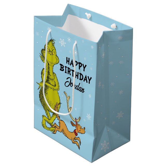 Sac Cadeau Moyen Dr Seuss | Grinch Winter Birday (Devant Angle)